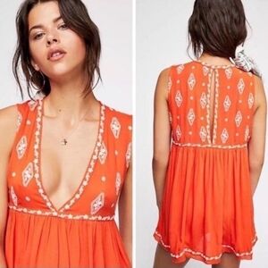 Free people orange embroideeed top xs